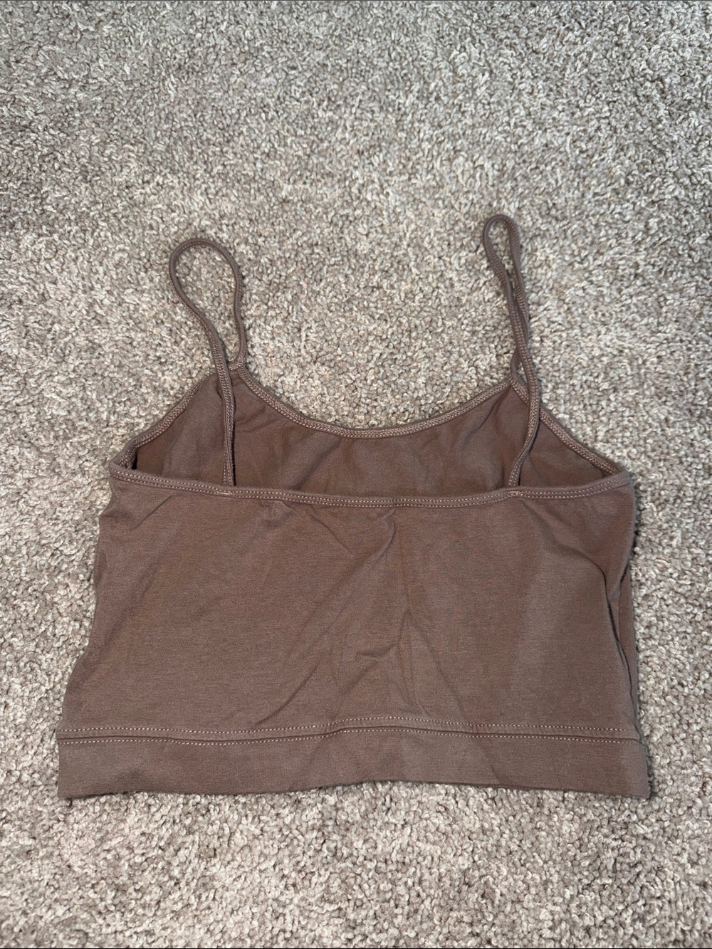 Brown Spaghetti Strap Cropped Tank Top